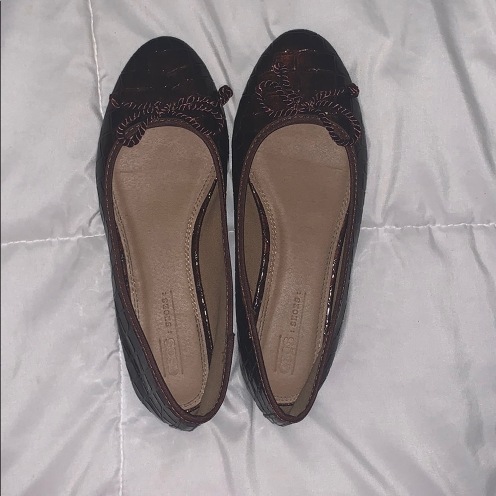 ASOS Loretta bow flats in brown croc
